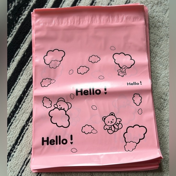 Pink Bear “Hello!” 100PCS *Poly Mailers 9.75x12 Inch - Picture 1 of 5